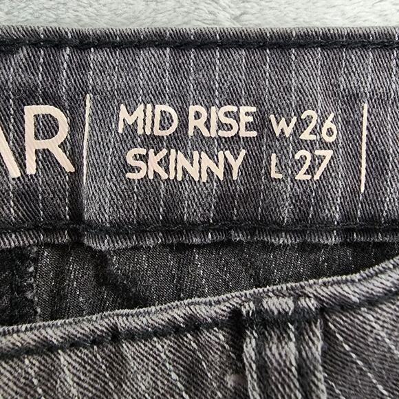 NEW Vanilla Star Jeans Womens 3 Juniors Gray Pin Striped Mid Rise Skinny Ankle - Picture 10 of 16